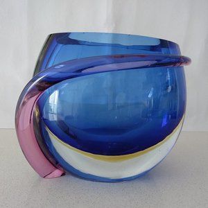 Murano Glass Vase Rare Formia Vetri Di Multicolored Sommerso Ashtray 7x7x1 Decor